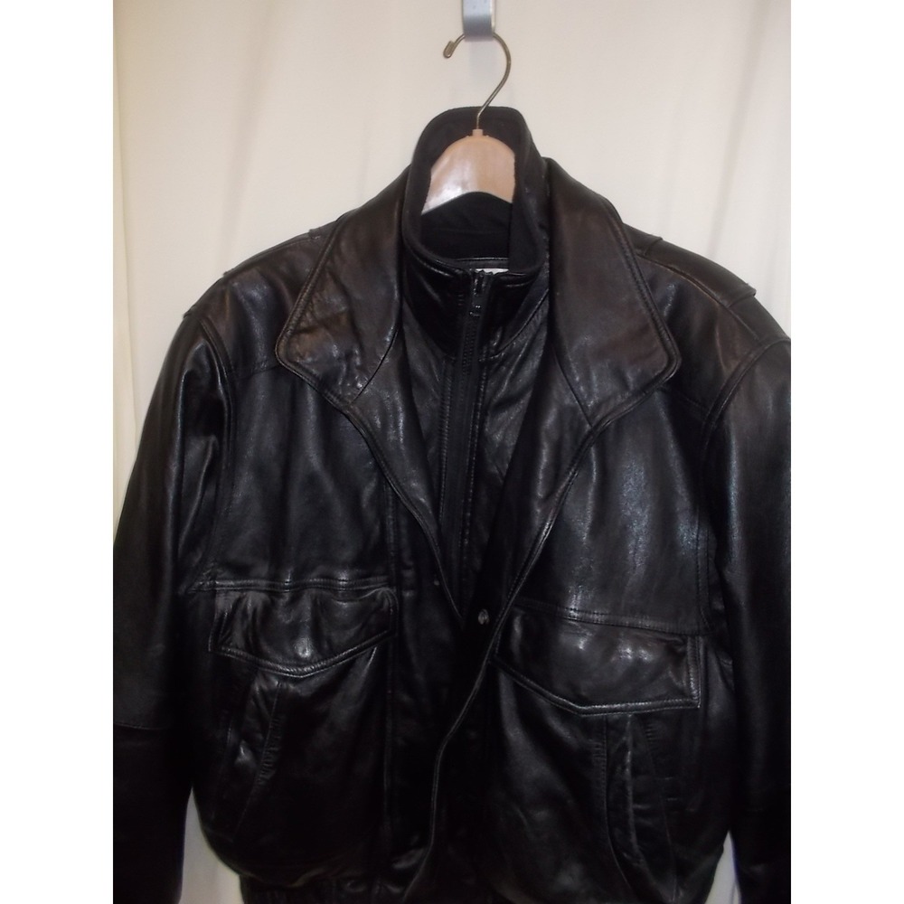 Pelle Studio Wilsons Leather Bomber Jacket Mens Black Thinsulate Lined XL